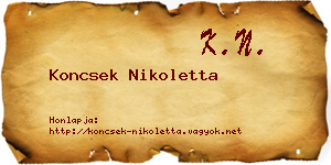 Koncsek Nikoletta névjegykártya